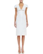 J. Mendel Textured Cap-Sleeve Sheath Dress - Lyst