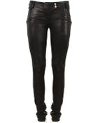 Balmain Black Leather Biker Pants - Lyst