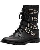 Saint Laurent Studded Strapped Motorcycle Boot - Lyst