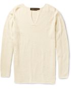 The Elder Statesman Slub Cashmere Henley Sweater - Lyst