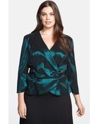 Alex Evenings Satin Faux Wrap Blouse - Lyst