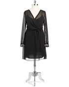 Donna Morgan Three Quarter Sleeve Surplus Style Dress - Lyst