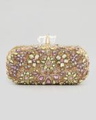 Marchesa Lily Crystal Embroidered Box Clutch Bag Goldmulti - Lyst