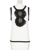 Prabal Gurung Ivory and Black Cashmere and Silk Knit Top - Lyst