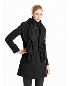 Calvin Klein Ruffle Front Wool Walker Coat - Lyst