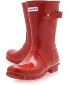 Hunter Brick Original Gloss Short Wellington Boots - Lyst