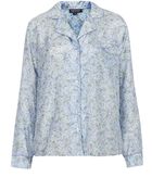 Topshop Floral Silk Pj Shirt - Lyst