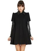 BCBGeneration Contrast Collar Sleeve Babydoll Coat - Lyst