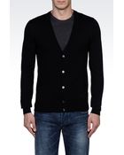 Emporio Armani Virgin Wool Cardigan - Lyst