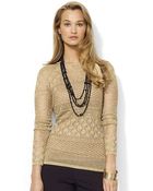 Lauren by Ralph Lauren Petite Metallic Pointelleknit Top - Lyst