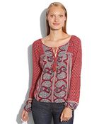 Lucky Brand Kat Mixed Print Top - Lyst