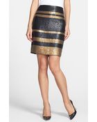 Adrianna Papell Stripe Sequin Pencil Skirt - Lyst