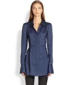 Donna Karan New York Silk Organza Tunic Blouse - Lyst
