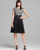 Kay Unger Lace Top Pleated Skirt Dress - Lyst