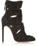 Alaïa Studded Cutout Suede Boots - Lyst