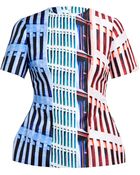 Mary Katrantzou Kinga Building Printed Satin Twill Top - Lyst