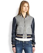 Rachel Zoe Ryder Leather sleeve Baseball Jacket - Lyst