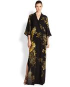 Roberto Cavalli Printed Silk Kimono Gown - Lyst