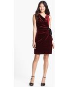 Taylor Dresses Side Tie Velvet Dress - Lyst
