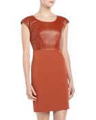 Rachel Zoe Capsleeve Combo Sheath Dress Rust - Lyst