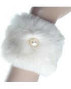 Black.co.uk White Pearl Embellished Rabbit Fur Cuffs - Lyst