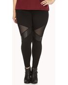 Forever 21 Daring Faux Leather Mesh Leggings - Lyst
