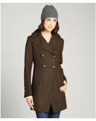 DKNY Military Green Double Breasted Wool Peacoat - Lyst