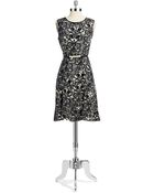 Calvin Klein Jacquard Print Fit and Flare Dress - Lyst