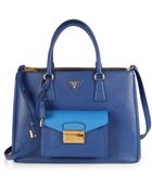 Prada Saffiano Lux Bicolor Tophandle Bag - Lyst