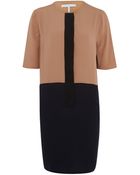 Victoria, Victoria Beckham Navy Colour Block Crepe Dress - Lyst