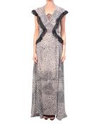 Amen Printed Silk Dress With Frill - Lyst