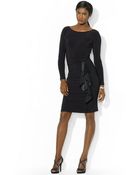 Lauren by Ralph Lauren Long Sleeve Boatneck Dress - Lyst