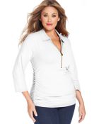 Michael Kors Michael Plus Size Three-Quarter-Sleeve Half-Zip Polo Shirt - Lyst