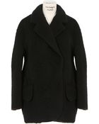 Carven Black Boiled Wool And Angora Oversize Coat - Lyst
