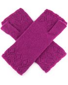 Black.co.uk Raspberry Pointelle Cashmere Fingerless Mittens - Lyst