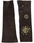 Portolano Sequin Suede Fingerless Gloves - Lyst