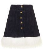 Topshop Navy Suede Skirt - Lyst