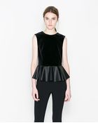 Zara Velvet Peplum Top - Lyst