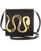 Jonathan Adler Vera Snake Flap Crossbody Bag Black - Lyst