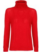 Mango Cableknit Turtleneck Sweater - Lyst