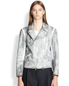 3.1 Phillip Lim Contrast Cropped Motorcycle Jacket - Lyst