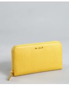 Fendi Yellow Crosshatch Leather Continental Wallet - Lyst