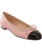Prada Saffiano Cap Toe Ballet Flat - Lyst