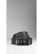 Burberry Studded London Leather Belt - Lyst