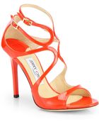 Jimmy Choo Lang Strappy Patent Leather Sandals - Lyst