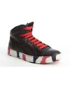 Lanvin Black Leather Paint Blotch High Tops - Lyst
