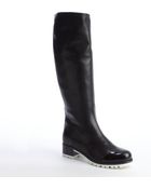 Miu Miu Black Leather Lug Sole Boots - Lyst