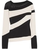 Donna Karan New York Asymmetric Stretch Jersey and Tulle Top - Lyst