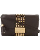 Michael Kors Gia Studded Clutch with Lock - Lyst