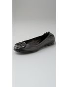 Tory Burch Leather Logo Reva Ballet Flat - Lyst